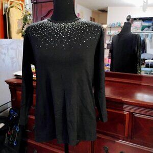 Black Long Sleeve Sequence Blouse